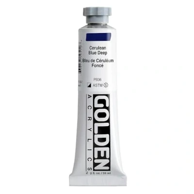 Image of Pro Art Golden Heavy Body Acrylic Paint 2 oz Cerulean Blue Deep