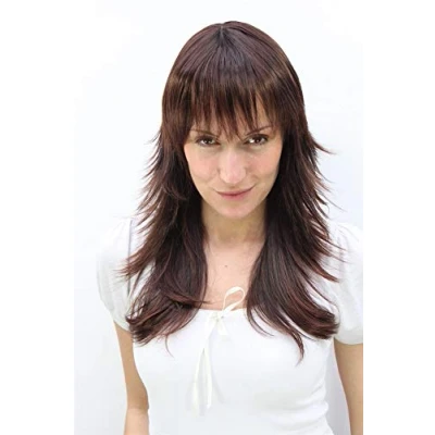 Image of QUALITY wig BRUNETTE brown mix Lady FASHION NAUGHTY LAYERS Bangs (9265 Colour 2T33)
