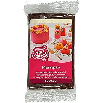 Image of FunCakes Marzipan Dark Brown: Easy to Use, Delicious Taste, Flexible and Smooth, Roll Out, Fine Firm, Perfect for Cake Decorating, Halal, Kosher Gluten Free. 250 g.