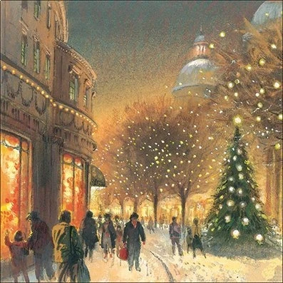 Image of Traditional Charity Christmas Cards (ALM8987) In Aid of The Stroke Association City Pack 8 Spirit Help a Good Cause