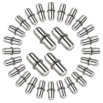 Image of 30 Pcs Shelf Supports Metal Pegs Pin Bracket 5mm Stud Bookcase for Wardrobe Kitchen Cabinets Closets Bookcases Glasses