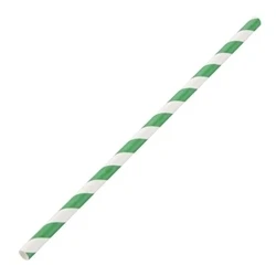 Image of Fiesta Compostable Paper Straws Green Stripes (250 Pack)