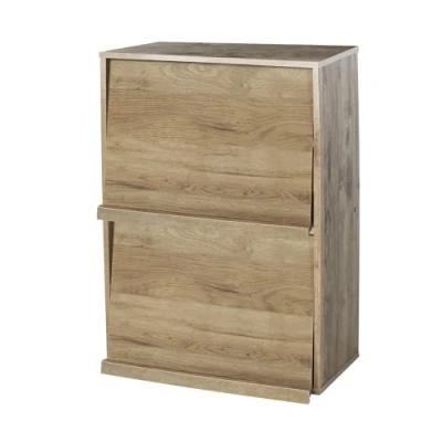 Image of Iris Ohyama, Storage unit with 2 folding doors /Wooden Cabinet/Flap rack/Storage Cabinet, Adjustable shelf height 3.2 cm, Living Room, Kitchen Flap Rack CHR Ash Brown