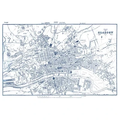 Image of Artery8 Map 1888 Glasgow City Scotland Plan Chart Premium Wall Art Canvas Print 18X24 Inch