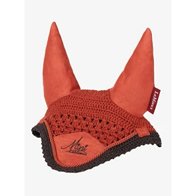 Image of LeMieux Mini Fly Hood in Sienna with Soft Lycra Ears Close Knit Crochet Comfortable Fit Equestrian Mask Sport Horse Wear Small