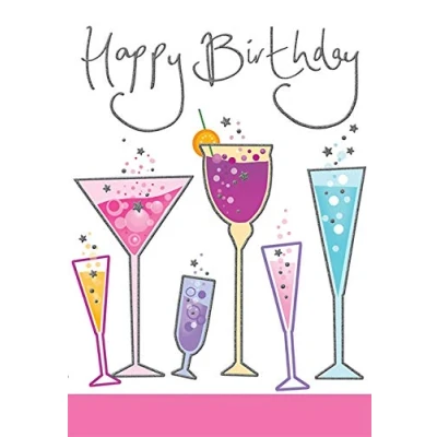 Image of Piccadilly Greetings Modern Birthday Card 7 x 5 inches,bluegreypinkpeach