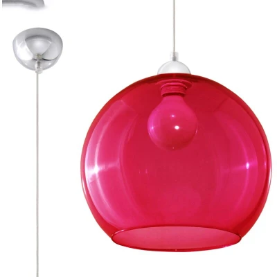 Image of Ball 1 Light Glass Dome Ceiling Pendant Red, Chrome, E27