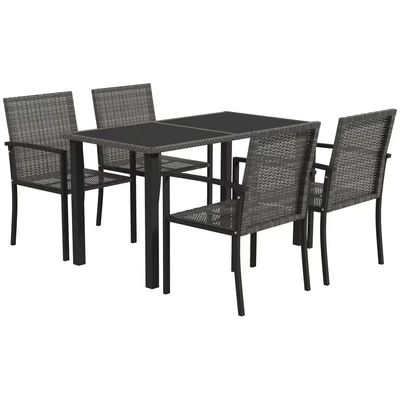 Image of Outsunny 4 Seater Rattan Garden Furniture Set Patio Conservatory Grey 861 094V00GY