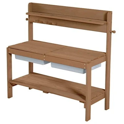 Image of roba Kinder Gartenküche &#039;Fun&#039; Outdoor + für Sand, Wasser und Matsch, braun, 456006TE Kitchen, Teak, Large