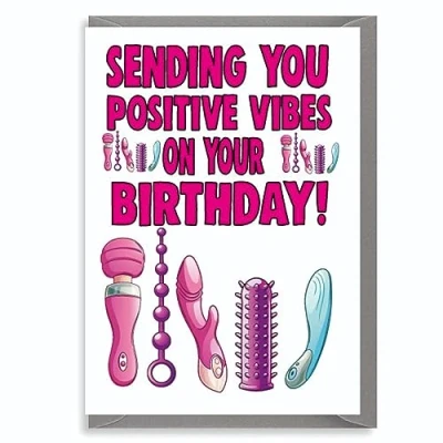 Image of Naughty Greeting Card For Women &#039;Positive Vibes&#039; Funny Birthday Her Best friend Girlfriend Sister C502