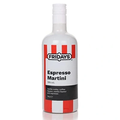 Image of Fridays Espresso Martini Pre Mixed Cocktail Ready To Drink With Vanilla Vodka &amp; Coffee Liqueur 70cl 15% ABV Mix Perfect Party For All Occasions