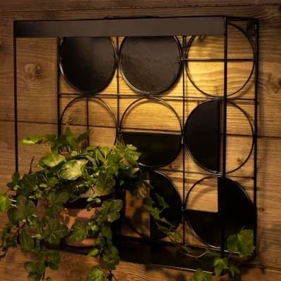 Image of Kaemingk Lumineo Metal Solar Wall Art Light Black Deco Cube Garden with Warm White LED 35cm x 12cm