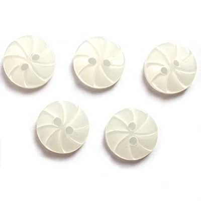 Image of Whirl Swirl 2 Hole Round Buttons 15mm Wide Pack of 5 (White)