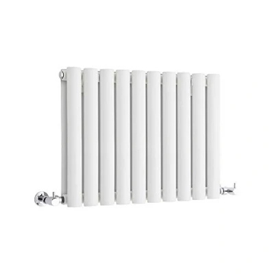 Image of Milano Aruba White Horizontal Double Oval Panel Radiator 400mm x 595mm