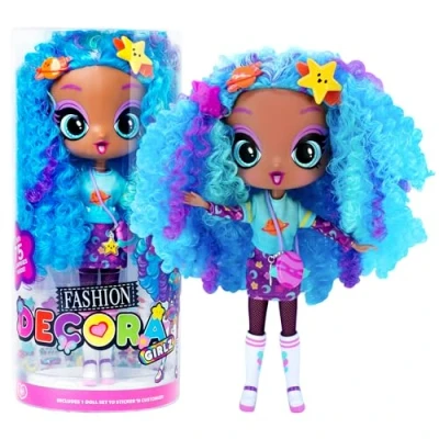 Image of John Adams Decora Girlz Sticker ‘n’ Style 11&quot; Collectable Fashion Doll Celestia features over 75 colourful accessories! Dolls &amp; Accessories Ages 4+