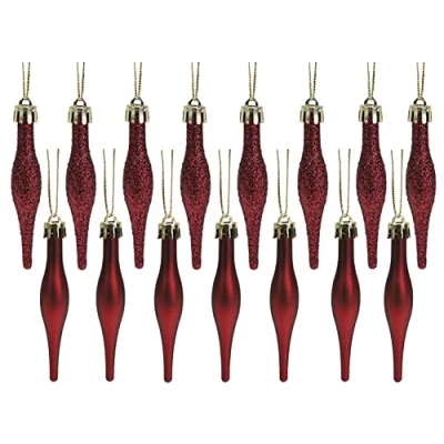 Image of Christmas Concepts® Pack Of 15 8.5cm Droplet Baubles Matte &amp; Glitter Design (Rioja Red)