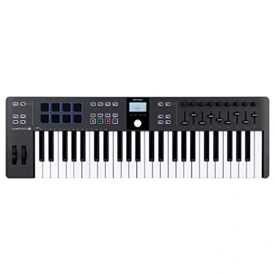 Image of Arturia KeyLab Essential 49 mk3 MIDI Controller Keyboard for Music Production, with All in One Software Package Keys, 9 Encoders, Faders, 1 Modulation Wheel, Pitch Bend 8 Pads Black