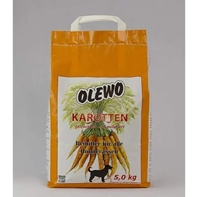 Image of Olewo Dog Food Granules, 5kg, Carrot Flavor, For Puppies &amp; All Breed Sizes, Keep Dry, Vegtable based, Birthday Treat
