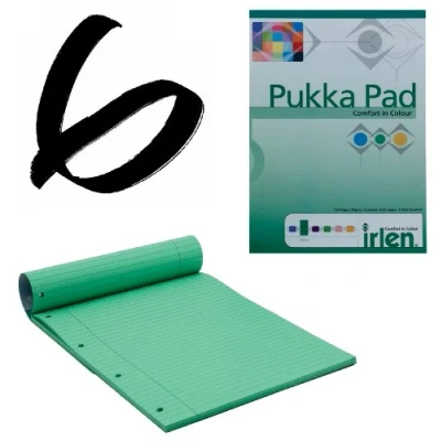 Image of 6x Green Pukka Pad A4 80gsm Ruled With Margin 100 Pages 50 Sheets