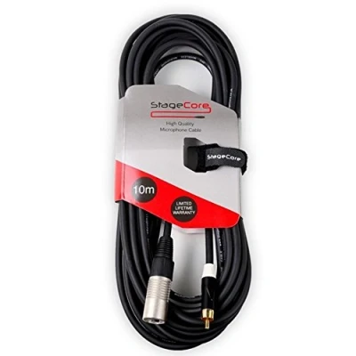 Image of StageCore 10 Metre Male XLR RCA Phono Professional Audio Cable Lead Black