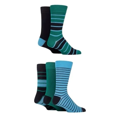 Image of SockShop Men&#039;s Patterned Bright Colourful Natural Bamboo Socks Various Designs for Everyday Wear Size 7 11 Pack of 5 (7 11, Navy/Racing Green)