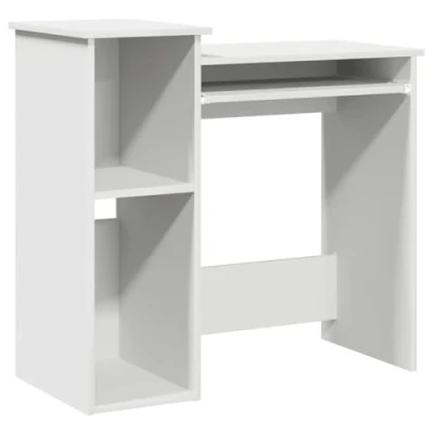 Image of vidaXL white engineered wood desk with shelves 84x40x78 cm perfect for living room, office, bedroom