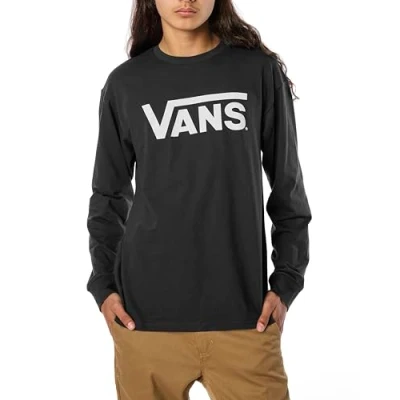 Image of Vans Men&#039;s Classic Ls T Shirt, Black white, S UK