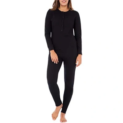 Image of Fruit of the Loom Women&#039;s Micro Waffle Premium Thermal Union Suit Pajama Bottom, Black, XS S
