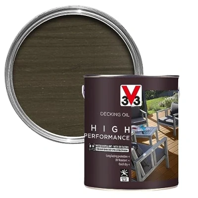 Image of V33 High Performance Decking Oil Grey 2.5L Anti slip Water repellent UV resistant Quick dry Long lasting protection