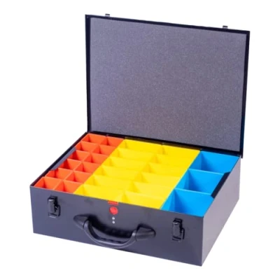 Image of DJM Direct Metal Storage Screw Fixing Organiser Tool Compartment Box Case Black (Grand Double (440 x 330 130mm))