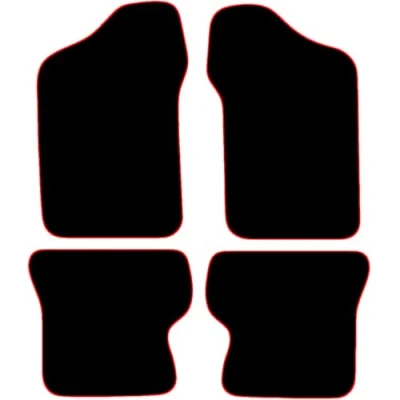 Image of Carsio Carpet Car Mats For Fiat Seicento 1998+ Onwards Tailored Fit Floor Mat Set Complete Accessory Black Custom Fitted All Weather, Anti Slip Backing &amp; Red Trim