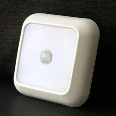 Image of ausuky Wall Night Light Cabinet Closet Bulb Lamp 6 LEDs Motion Sensor Stair Wireless (White Frame White Light)