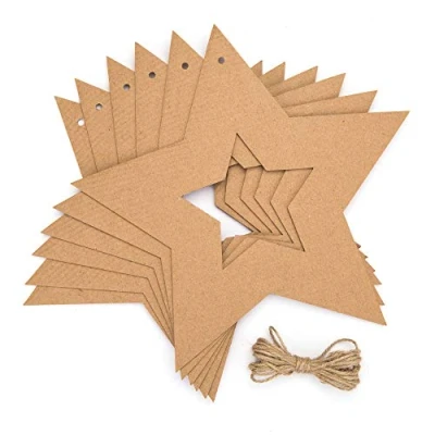 Image of Baker Ross AV836 Hanging Star Wreaths — Creative Christmas Art and Craft Supplies for Kids to Personalise Decorate (Pack of 10), Brown