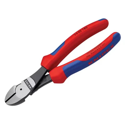 Image of Knipex High Leverage Diagonal Cutter black atramentized, with multi component grips 180 mm (self service card/blister) 74 02 SB