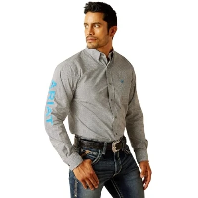Image of Ariat Men&#039;s Team Gareth Fitted Shirt, Beige, Medium