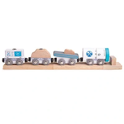 Image of Bigjigs Rail Drilling Train 4pcs Wooden Trains, Kids Railway Toys &amp; Accessories, Gifts For Toddlers, Compatible With Most Other Brands, Age 3 Years Old +