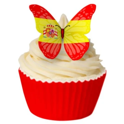 Image of 24 Edible Pre Cut Wafer Butterfly Cake Toppers: Spain
