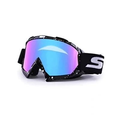 Image of Motorcycle Goggles,ATV Dirt Bike Goggles Anti UV Safety Windproof Dustproof Motocross Scratch Glasses for Cycling Riding/Climbing/Skiing (Blue Red Frame Colorful lens)