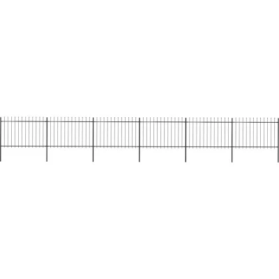 Image of vidaXL Garden Fence with Spear Top Steel 10.2x1.2 m Black