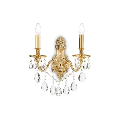 Image of Gioconda 2 Light Indoor Candle Wall Gold with Crystals, E14