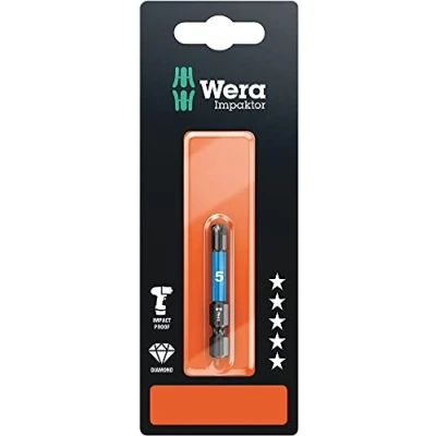 Image of Wera 840/4 Impaktor Insert Bit Hex Plus 5mm x 50mm Carded