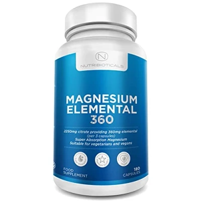 Image of Magnesium Citrate 2250mg of Pure Providing 360mg Elemental, 96 Percent Your Recommended Daily Amount 180 Vegan Capsules (3 caps per Serving, 2 Months Supply)
