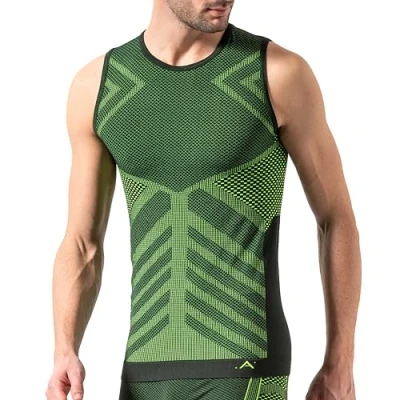 Image of Risalti Thermal Top for Men Sleeveless Energy Mens Breathable Microfibre, Men&#039;s Tops Technical, Underwear Seamless, Base Layer Made in Italy