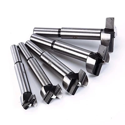 Image of Malayas Forstner Drill Bits, 5Pcs 15 35mm Auger Bit Set Round Shank Wood Tools Tips Boring Hinge Hole Saw Cutter