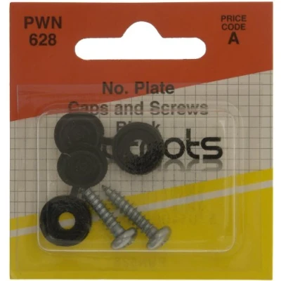Image of Wot Nots Pearl PWN628 Number Plate Screw and Cap Black