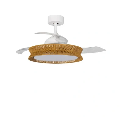 Image of Lucande LED ceiling fan Lineta, white, rope, Ø103cm, CCT