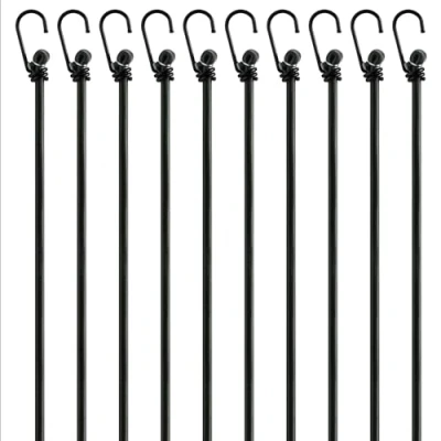 Image of Pretex Heavy Duty Bungee Cords with Hooks 12 Black Bungees for Camping and Outdoor Activities Luggage Straps 4 Different Lengths &amp; Robust Tie Down Fibre