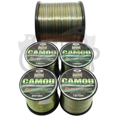 Image of NGT 2 x Bulk Spools Carp &amp; Coarse Fishing Line Camo Colour available in 8lb 10lb 12lb 15lb Breaking Strain (18lb / 8.2Kg 0.33mm 1070m per spool)