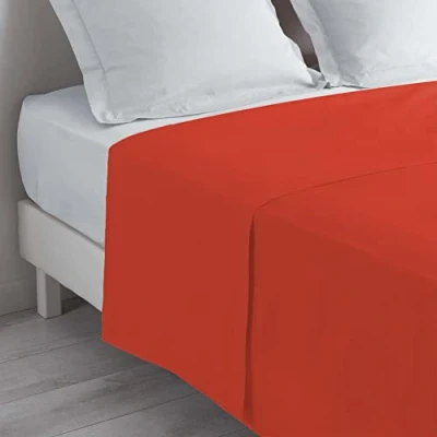 Image of douceur d&#039;intérieur, Flat Sheet (180 x 290 cm) Lina Paprika, 100% Cotton