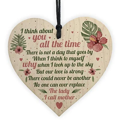 Image of RED OCEAN Mum Memorial Gifts Wooden Heart Grave Plaque Tribute Sign Birthday For Her
